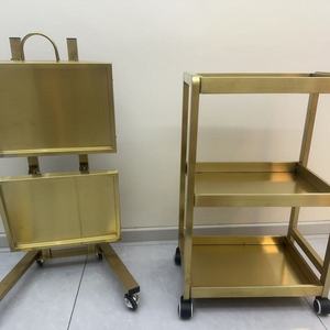 Carrito de Salón de Belleza Profesional Dorado, Muebles de Salón de Belleza, Carrito Móvil para Almacenamiento de Equipos - Product Image 5