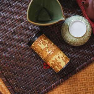 Baoming Bamboo And Wood Natural Bamboo Screw Top Tea Caddy <b>Mini</b> Portable Airtight Pu Erh Tea Box Wooden Jar - Product Image 3