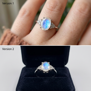 แหวนสเตอร์ลิงสีน้ำเงินและสีรุ้งเครื่องประดับทำด้วยมือชั้นดีพร้อมเพชรและไข่มุกผู้ขายอินเดียสำหรับเป็นของขวัญ - Product Image 5