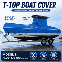 Housse de bateau Bestway T-Top 420D Oxford Polyester imperméable résistante aux UV pour bateau de pêche à console centrale 20'24''