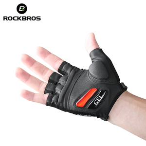 ROCKBROS — gants de <span class=keywords><strong>moto</strong></span> antidérapants en Gel, accessoire respirant de cyclisme, avec enfilement de la moitié des doigts, pour hommes et femmes, noirs - Product Image 2