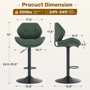 Modernos Taburetes de Bar Ajustables y Resistentes para Exteriores, Ergonómicos, de Cuero PU, con Estructura de Acero Inoxidable y Cojín de Doble Capa - Product Image 6
