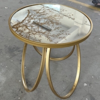 Table basse de style américain avec plateau en miroir, nouveau design moderne avec base en métal, meubles tendance pour la maison