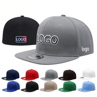 Topi Baseball Custom Bordir Logo Polos Pria Wanita Flat Brim Fitted Cap Blank Full Closure Snapback Caps Topi Olahraga Kanvas Unisex Dewasa