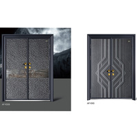 Porte d'entrée double antivol moderne pour villa, surface finie, construction en acier galvanisé, GEMINI GST-51A, taille personnalisable