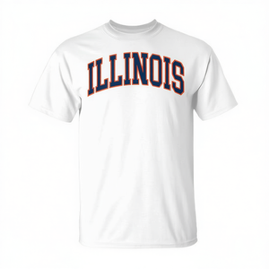 T-shirt vintage Illinois dal design retrò blu e arancione - Product Image 2