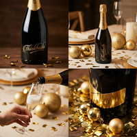 Bouteille de champagne de luxe personnalisée 750 ml avec capsule en feuille d'or intégrée – Solution complète pour les cadeaux de Noël d'entreprise