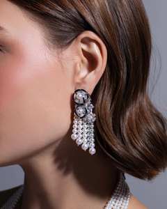 Lixin Set mutiara imitasi zirkon penuh Retro mewah kuningan kualitas tinggi untuk hari jadi pernikahan dan hadiah perhiasan bagus - Product Image 3