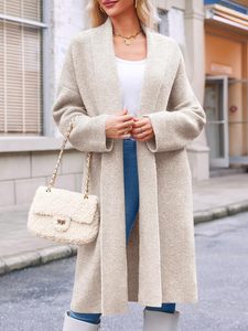 Cardigans longs en tricot pour femmes, ouverts <span class=keywords><strong>sur</strong></span> le devant, chauds et décontractés (personnalisables) - Product Image 2