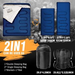 暖かい封筒フード付き寝袋<span class=keywords><strong>2</strong></span>本幅<span class=keywords><strong>3</strong></span>シーズン防水キャンプ用カップル寝袋家族に最適 - Product Image 4