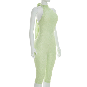 วิวิบลุค J26JP089 จั๊มสูทขาสั้นผู้หญิงแบบเซ็กซี่คอสูงแขนกุดเปิดหลัง - Product Image 4