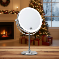 Miroir de maquillage LED intelligent avec éclairage, miroir de vanité compact et portable pour table, miroir rond miniature avec logo personnalisé