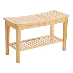 Ruoyi Bamboo Shower Stool 81.7x35.5x13cm Two Tier <b>Storage</b> <b>Bath</b> Bench Waterproof Non Slip Bathroom Furniture - Product Image 5