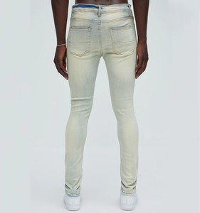 Vaqueros ajustados rasgados para hombre, personalizados, con efecto pulverizado azul claro, pantalones de mezclilla elásticos con efecto desgastado, corte muscular, de fábrica 2026 - Product Image 4