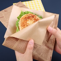 Papier d'emballage pour sandwichs, facile à déchirer, sans pliage, en kraft, résistant à l'huile, pour collations triangulaires, petit-déjeuner, crêpes, gâteaux, burgers