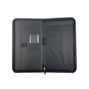 ModernQiu Custom A4 Size PU Leather Business Padfolio High Quality Zippered Interview Leather <strong>Portfolio</strong> Folder - Product Image 2