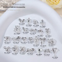 Paso Sico Nouveaux Breloques pour Nail Art en Alliage, Motif Nœud Papillon, Strass Ultra-brillants, Papillons, Cœurs, Clous de style vintage, Mignons, Mini 3D
