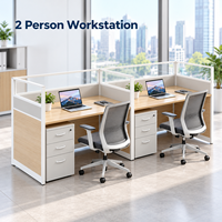 Bureau moderne modulaire ergonomique pour 2 personnes avec armoire, table de bureau pour les zones de travail partagées des employés