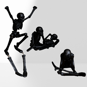 Set di Statuette Scheletriche per Yoga - Sculture Personalizzate, Artigianato in Resina Nera per Arredamento Gotico Moderno e Decorazioni di Halloween - Product Image 2
