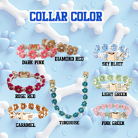 Collier pour chien tissé à la main en gros, personnalisé avec fleurs, réglable, avec étiquette nominative gravée, pour chiot