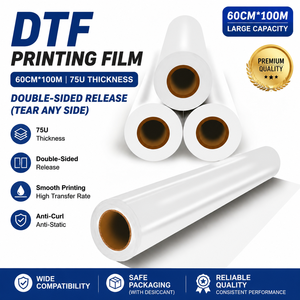 Film DTF PET en rouleau OCBESETJET 60CM*100M, imperméable, antistatique, pour impression jet d'encre, pelable à chaud, épaisseur 75U, film mat double face - Product Image 1