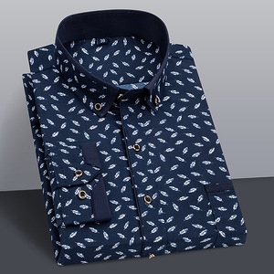 Nuova Camicia JKM da <span class=keywords><strong>Uomo</strong></span> Primavera-Autunno 2026, Camicia Casual Sottile Stampata con Fodera, Slim Fit a Maniche Lunghe per Giovani - Product Image 5