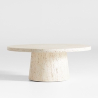 Table basse ronde en travertin super blanc de style Wabi-sabl moderne de luxe Newstar pour salon, villa, café, hôtel, décoration