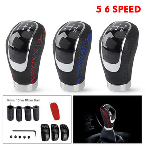 Car Gear <b>Shift</b> <b>Knob</b> Universal Black Leather Chrome 5 6 Speed Ergonomic Design - Product Image 2