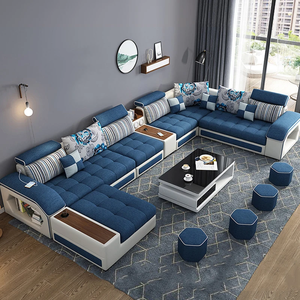 Modern Luxury L-U Shaped Sectional Sofa <strong>Couch</strong> <strong>Bed</strong> Set Microfiber Fabric Wood Legs Home Living Room <strong>Lounge</strong> High Quality - Product Image 6