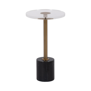 Tavolino Rotondo con Piano in Acrilico e Base in Marmo, Moderno Elemento Decorativo per Casa, Piccolo Comodino di Design - Product Image 1