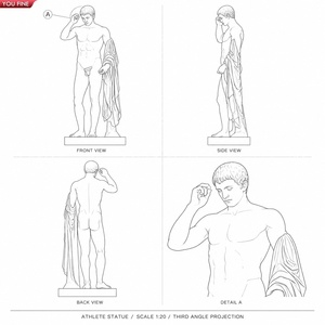 Statua di Atleta Greco in Marmo Bianco Intagliata a Mano YOUFINE, Figura Maschile Classica in Posa Contrapposta per Arredamento Costiero - Product Image 4