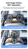 Ventilador Doble para Auto 360 °   Ventilador de Techo Giratorio Multiángulo de 3 Velocidades Silencioso, 100 mm, 6 Aspas, 3300 RPM, Batería de 3600 mAh/Conexión USB a Elección
