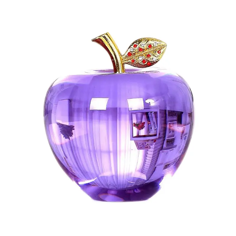 Luxury Fengshui K9 Crystal Crystal Apple Paperweight Glass Apple Model for Home Wedding Decoration