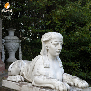 TượNg Nhân Sư Ai Cập Bằng Đá Cẩm Thạch Ai Cập Kích Thước Sống Bằng Đá Trắng Cho Vườn Ngoài Trời - Product Image 3