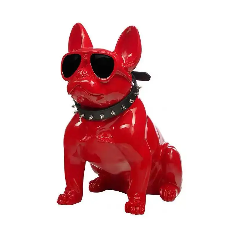 Groothandel Graffiti Kantoor Ornament Hoge Kwaliteit Hars Handwerk Franse Hond Standbeeld Voor Huisdecoratie