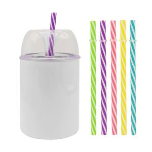 Vaso térmico de acero inoxidable de doble pared con aislamiento al vacío, de 12oz y 24oz, para sublimación, diseño paisaje marino, en blanco, con tapa de cúpula y pajita - Product Image 2
