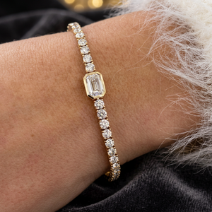 Luxury Unisex 925 Sterling <b>Silver</b> Rhodium Plated <b>Charm</b> <b>Bracelet</b> with Round Brilliant Cut Moissanite Stones Channel Setting - Product Image 2