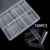 Pointes d'ongles extra longues demi-couvrantes 100 pièces, pointes carrées droites extra longues pour ongles en acrylique avec boîte