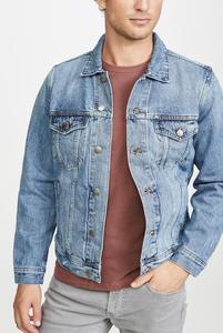 Giacca di <span class=keywords><strong>Jeans</strong></span> con LOGO personalizzato alla moda e lavata per <span class=keywords><strong>uomo</strong></span> giacca <span class=keywords><strong>Jeans</strong></span> Multi tascabile cappotto Casual - Product Image 2