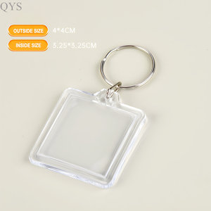QYS Personalised photo keychain Acrylic double sided key fob Picture insert key holder Split <b>ring</b> keychain - Product Image 4