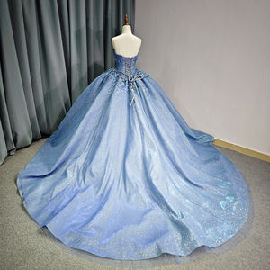 Robe de bal de Quinceañera pour filles, modèle 6750, style princesse, avec applications de perles de cristal et taille naturelle - Product Image 5