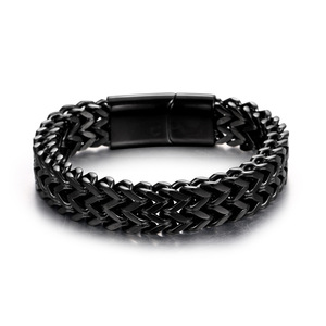 Pulsera de Acero de Titanio Estilo Europeo Americano, Cadena Cuadrada de Doble Hilera, Dorada, Plateada, Negra, Geométrica, Regalo de Moda para Hombre CE603 - Product Image 5
