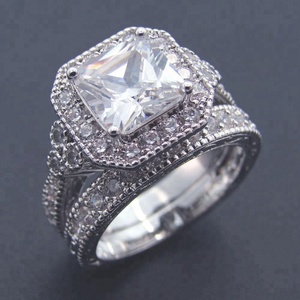 Anillos de Boda de Plata de Ley 925 con Circonita Blanca para Mujer, Conjunto de Anillos de Plata 925 - Product Image 1