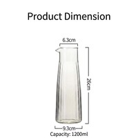 Carafe à eau en verre transparent de 1,2 L avec bec verseur en forme de V pour réfrigérateur, jus, thé glacé, lait, boissons froides