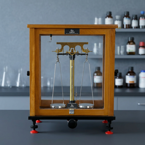 Sensitive Analytical Balance Laboratory Weighing <b>Scale</b> <b>Mechanical</b> Beam Balance Wooden Cabinet Physics Lab Instrument - Product Image 2