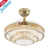 1stshine - Crystal LED Ceiling Fan, Chrome Chandelier
