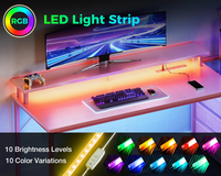 Escritorio Gamer Rosa con Puertos de Carga USB y Luz LED, Escritorio de Computadora Reversible Moderno con Cajones de Tela