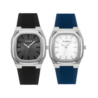 Montre minimaliste personnalisée à label privé pour hommes, boîtier octogonal en alliage, bracelet en silicone, mouvement à quartz, montres de mode modernes