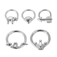 Anneau à charnière en acier inoxydable, bijoux de nez, coquille, éléphant, serpent, Cartilage, boucle d'oreille, cerceau, bijoux de Piercing pour le corps