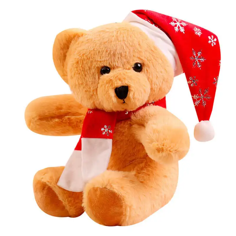 Individuelles Logo Großhandel Fabrik personalisierter Kinderhut weiche Plüschtiere Plüschtiere Geschenk Weihnachtstag Teddybär